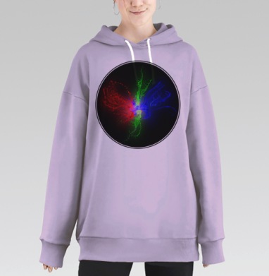 Мощный всплеск RGB цвета в динамике, Hoodie Long Oversize Fiolet