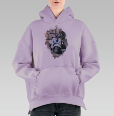 Мотороллер Веспа, Hoodie Oversize Fiolet, утепленная