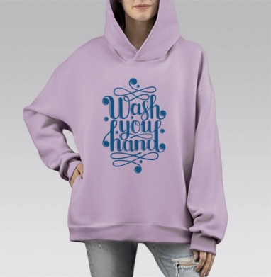 Мой руки, Hoodie Mono Fiolet, оверсайз, утепленная