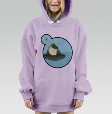 Мультяшная лягушка в опасной ироничной сцене, Hoodie Mjhigh Dig Mel, Fiolet, утепленная