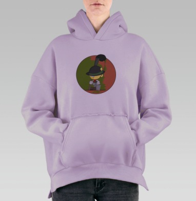 Мультяшный персонаж красит стену – вдохновение цвета, Hoodie Oversize Fiolet, утепленная