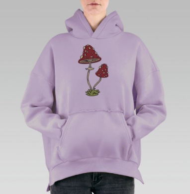 Mushrooms Грибочки, Hoodie Oversize Fiolet, утепленная