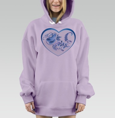 Нежность гжели в сердце синего узора, Hoodie Mjhigh Dig Mel, Fiolet, утепленная