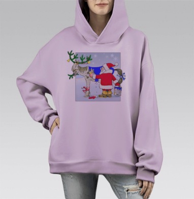 Новогодние хлопоты, Hoodie Mono Fiolet, оверсайз, утепленная