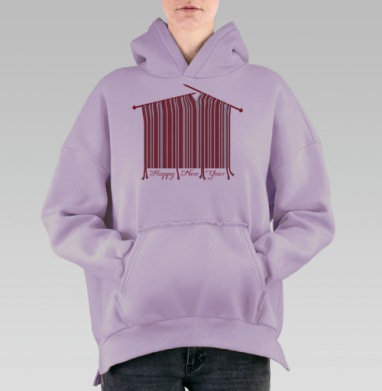 Новогодний штрихкод, Hoodie Oversize Fiolet, утепленная