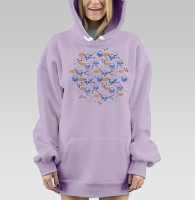 Ну очень милые черепушки, Hoodie Mjhigh Dig Mel, Fiolet, утепленная