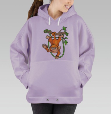 Обезьяна на ветке, Hoodie Oversize Fiolet