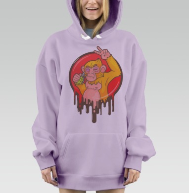Обезьяна с гранатой, Hoodie Mjhigh Dig Mel, Fiolet, утепленная