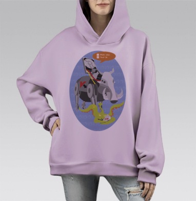 Обнаружен вирус, Hoodie Mono Fiolet, оверсайз, утепленная