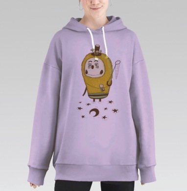Очаровательный исследователь с сачком и шляпой, Hoodie Long Oversize Fiolet