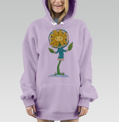 Одуванчик в зимней куртке с зелёными листьями, Hoodie Mjhigh Dig Mel, Fiolet, утепленная