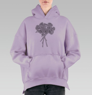 Одуванчики, Hoodie Oversize Fiolet, утепленная