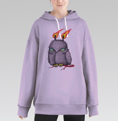 Огненная ночная сова, Hoodie Long Oversize Fiolet