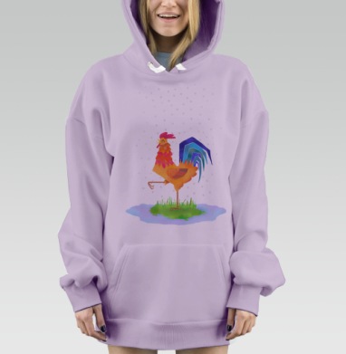 Огненный Петух зимой, Hoodie Mjhigh Dig Mel, Fiolet, утепленная