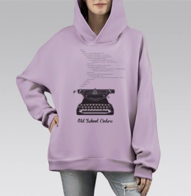 Олд скул кодерс, Hoodie Mono Fiolet, оверсайз, утепленная
