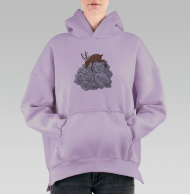 Олень и дэдлайн, Hoodie Oversize Fiolet, утепленная