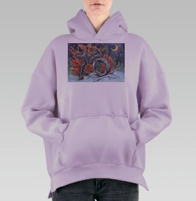 Олень северный, Hoodie Oversize Fiolet, утепленная