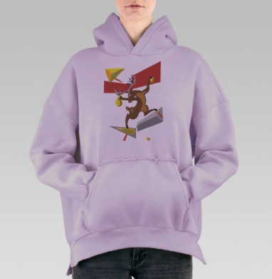 Олень скалолаз, Hoodie Oversize Fiolet, утепленная