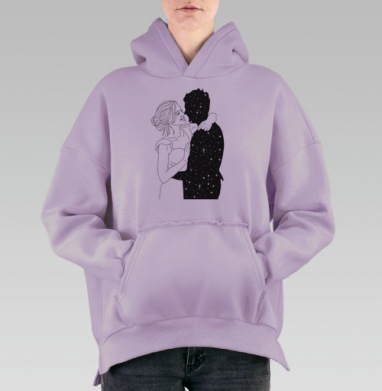 Она полюбила космос, Hoodie Oversize Fiolet, утепленная
