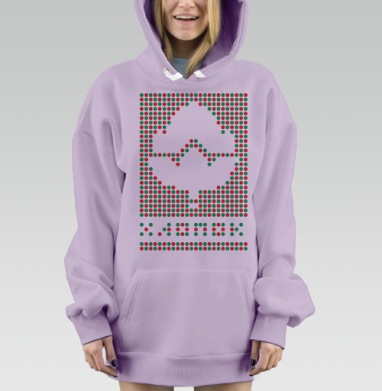 Орнамент Хлопок, Hoodie Mjhigh Dig Mel, Fiolet, утепленная