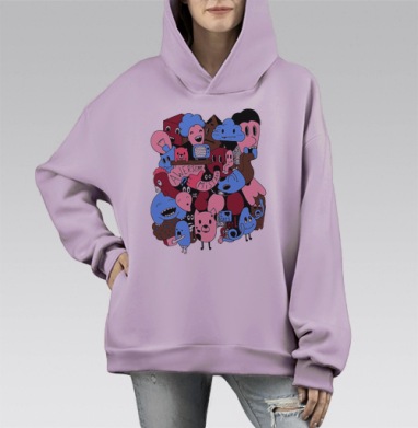 Отличная ошибка, Hoodie Mono Fiolet, оверсайз, утепленная