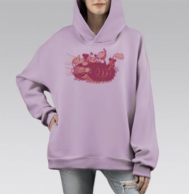 Отличное путешествие, Hoodie Mono Fiolet, оверсайз, утепленная