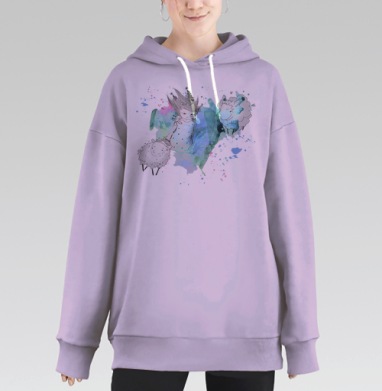 Овечки и девочка, Hoodie Long Oversize Fiolet