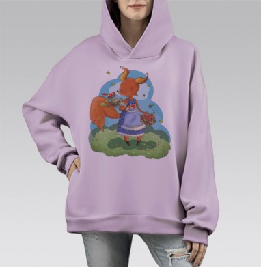 Озорная белка, Hoodie Mono Fiolet, оверсайз, утепленная