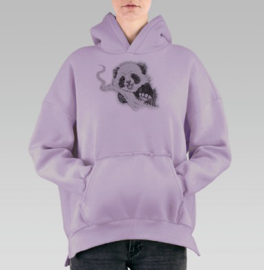 Панда-вечеринка, Hoodie Oversize Fiolet, утепленная
