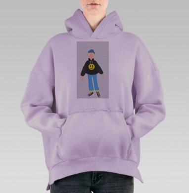 Парень в конверсах, Hoodie Oversize Fiolet, утепленная