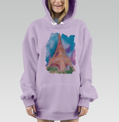 Париж, я люблю тебя, Hoodie Mjhigh Dig Mel, Fiolet, утепленная