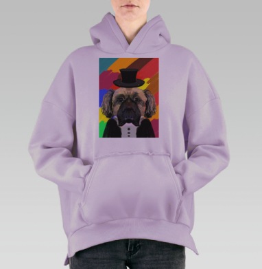 Пёс в костюме, Hoodie Oversize Fiolet, утепленная