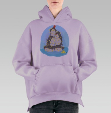 Пингвины с гирляндой, Hoodie Oversize Fiolet, утепленная