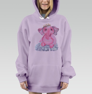 Pink elephant princess / Розовый слон-принцесса, Hoodie Mjhigh Dig Mel, Fiolet, утепленная