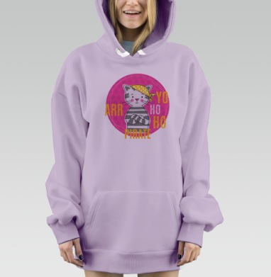 Pirate Cat / Пиратский кот, Hoodie Mjhigh Dig Mel, Fiolet, утепленная