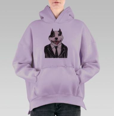Питбуль в костюме, Hoodie Oversize Fiolet, утепленная