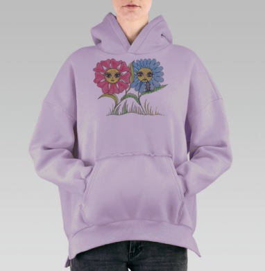 Плотоядные цветы, Hoodie Oversize Fiolet, утепленная