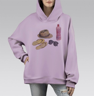Пляжные нужности, Hoodie Mono Fiolet, оверсайз, утепленная