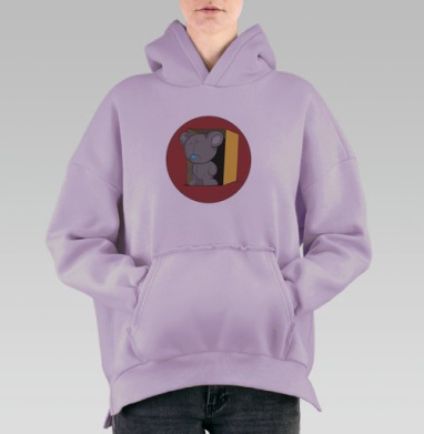 Плюшевый мишка в коробке с ностальгией и теплом, Hoodie Oversize Fiolet, утепленная