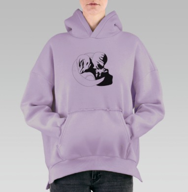 Поцелуй, Hoodie Oversize Fiolet, утепленная