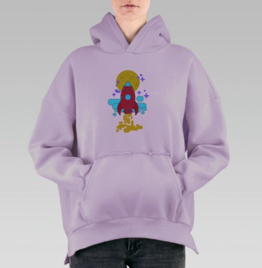 Полет на Луну, Hoodie Oversize Fiolet, утепленная