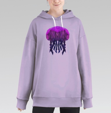 Полигональная медуза, Hoodie Long Oversize Fiolet