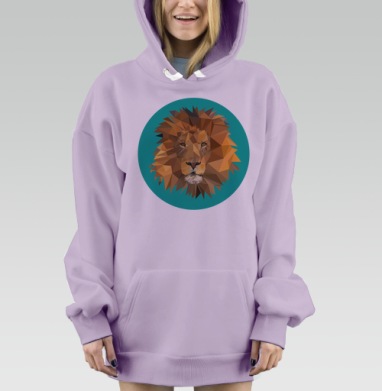Полигональный лев, Hoodie Mjhigh Dig Mel, Fiolet, утепленная