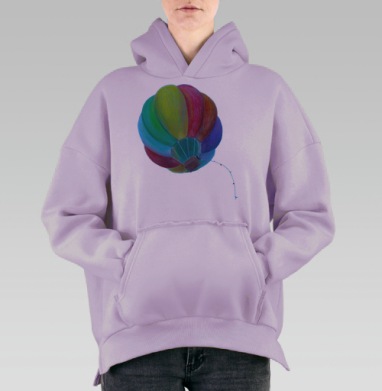 Полосатый воздушный шар, Hoodie Oversize Fiolet, утепленная