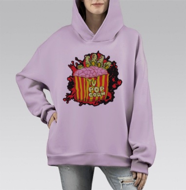 поп корн, Hoodie Mono Fiolet, оверсайз, утепленная