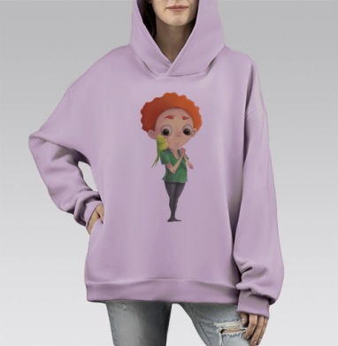 Попугай., Hoodie Mono Fiolet, оверсайз, утепленная
