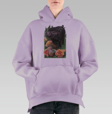 Поросенок, Hoodie Oversize Fiolet, утепленная