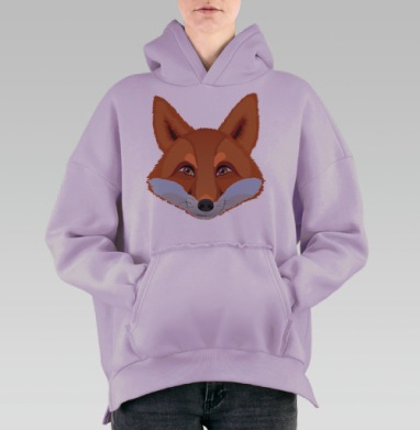 Портрет лиса, Hoodie Oversize Fiolet, утепленная