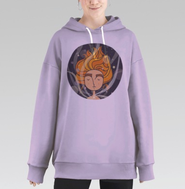 Портрет внутренней силы с огненными волосами, Hoodie Long Oversize Fiolet