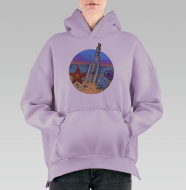 Послание в бутылке, Hoodie Oversize Fiolet, утепленная